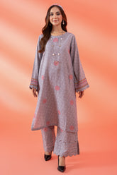 2-Pc Embroidered Brocha Lawn Shirt With Qlot Cotton Trouser CNP22-112